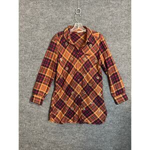 Soft Surroundings Womens Galveston Flannel Plaid Button Tunic Top Sz Medium
